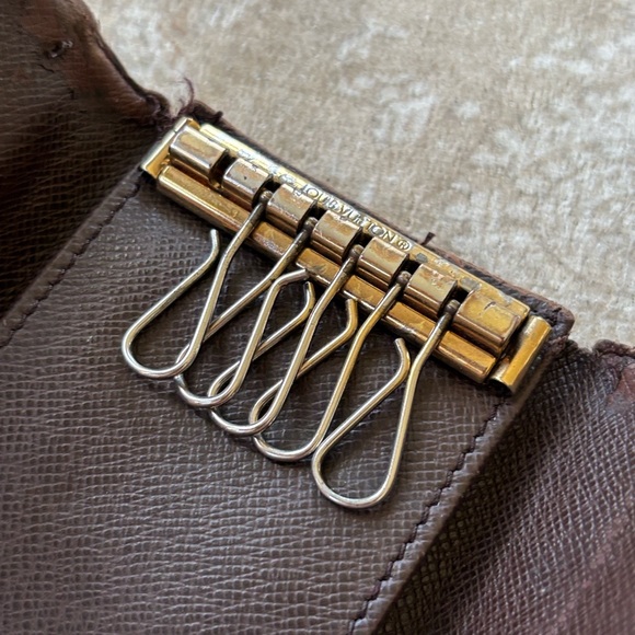 Louis Vuitton Damier Ebene Coated Canvas Key Holder Wallet Compact Snap Vintage - Picture 14 of 16